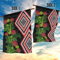 Aotearoa Tukutuku Motif Garden Flag Pohutukawa and Fern Leaves