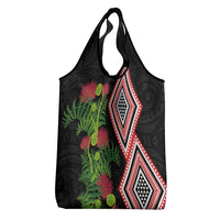 Aotearoa Tukutuku Motif Grocery Bag Pohutukawa and Fern Leaves