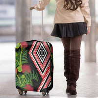 Aotearoa Tukutuku Motif Luggage Cover Pohutukawa and Fern Leaves