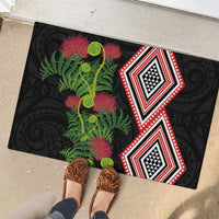 Aotearoa Tukutuku Motif Rubber Doormat Pohutukawa and Fern Leaves