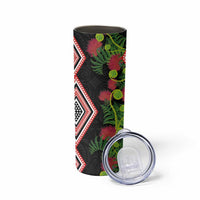 Aotearoa Tukutuku Motif Skinny Tumbler Pohutukawa and Fern Leaves