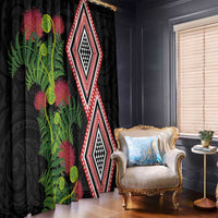 Aotearoa Tukutuku Motif Window Curtain Pohutukawa and Fern Leaves
