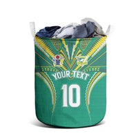 Custom Cook Islands Rugby Laundry Basket Tatau Art Sport Style Green Color