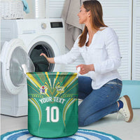 Custom Cook Islands Rugby Laundry Basket Tatau Art Sport Style Green Color