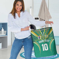 Custom Cook Islands Rugby Laundry Basket Tatau Art Sport Style Green Color