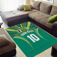 Custom Cook Islands Rugby Area Rug Tatau Art Sport Style Green Color