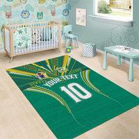 Custom Cook Islands Rugby Area Rug Tatau Art Sport Style Green Color