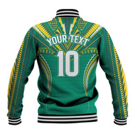 Custom Cook Islands Rugby Baseball Jacket Tatau Art Sport Style Green Color