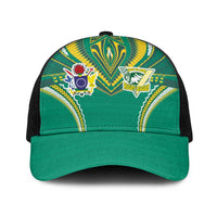 Cook Islands Rugby Baseball Net Cap Tatau Art Sport Style Green Color