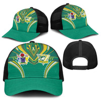 Cook Islands Rugby Baseball Net Cap Tatau Art Sport Style Green Color