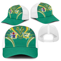 Cook Islands Rugby Baseball Net Cap Tatau Art Sport Style Green Color