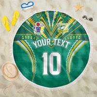 Custom Cook Islands Rugby Beach Blanket Tatau Art Sport Style Green Color