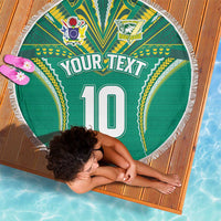 Custom Cook Islands Rugby Beach Blanket Tatau Art Sport Style Green Color