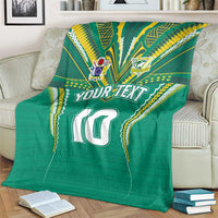 Custom Cook Islands Rugby Blanket Tatau Art Sport Style Green Color
