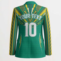 Custom Cook Islands Rugby Blazer Tatau Art Sport Style Green Color