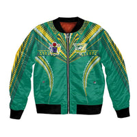 Custom Cook Islands Rugby Bomber Jacket Tatau Art Sport Style Green Color