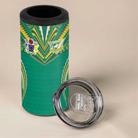 Custom Cook Islands Rugby 4 in 1 Can Cooler Tumbler Tatau Art Sport Style Green Color