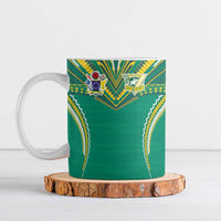 Custom Cook Islands Rugby Ceramic Mug Tatau Art Sport Style Green Color