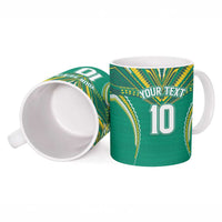 Custom Cook Islands Rugby Ceramic Mug Tatau Art Sport Style Green Color