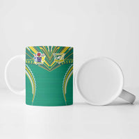 Custom Cook Islands Rugby Ceramic Mug Tatau Art Sport Style Green Color