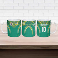 Custom Cook Islands Rugby Ceramic Mug Tatau Art Sport Style Green Color