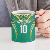 Custom Cook Islands Rugby Ceramic Mug Tatau Art Sport Style Green Color