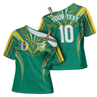Custom Cook Islands Rugby Cross Shoulder Shirt Tatau Art Sport Style Green Color