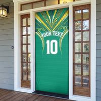 Custom Cook Islands Rugby Door Cover Tatau Art Sport Style Green Color