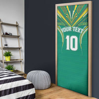 Custom Cook Islands Rugby Door Cover Tatau Art Sport Style Green Color