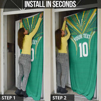 Custom Cook Islands Rugby Door Cover Tatau Art Sport Style Green Color