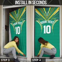 Custom Cook Islands Rugby Door Cover Tatau Art Sport Style Green Color