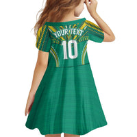 Custom Cook Islands Rugby Family Matching Off Shoulder Short Dress and Hawaiian Shirt Tatau Art Sport Style Green Color