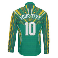 Custom Cook Islands Rugby Family Matching Short Sleeve Bodycon Dress and Hawaiian Shirt Tatau Art Sport Style Green Color LT03 - Polynesian Pride