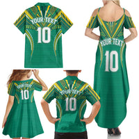 Custom Cook Islands Rugby Family Matching Summer Maxi Dress and Hawaiian Shirt Tatau Art Sport Style Green Color