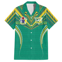 Custom Cook Islands Rugby Hawaiian Shirt Tatau Art Sport Style Green Color