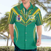 Custom Cook Islands Rugby Hawaiian Shirt Tatau Art Sport Style Green Color