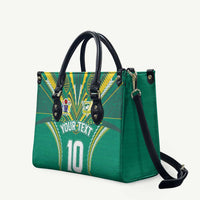 Custom Cook Islands Rugby Leather Bag Tatau Art Sport Style Green Color