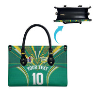 Custom Cook Islands Rugby Leather Bag Tatau Art Sport Style Green Color
