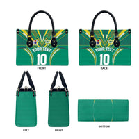 Custom Cook Islands Rugby Leather Bag Tatau Art Sport Style Green Color