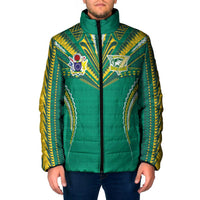 Custom Cook Islands Rugby Padded Jacket Tatau Art Sport Style Green Color