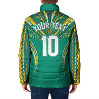 Custom Cook Islands Rugby Padded Jacket Tatau Art Sport Style Green Color