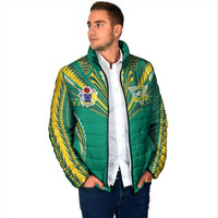Custom Cook Islands Rugby Padded Jacket Tatau Art Sport Style Green Color