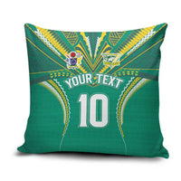 Custom Cook Islands Rugby Pillow Cover Tatau Art Sport Style Green Color
