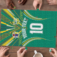 Custom Cook Islands Rugby Puzzle Tatau Art Sport Style Green Color