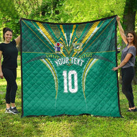 Custom Cook Islands Rugby Quilt Tatau Art Sport Style Green Color