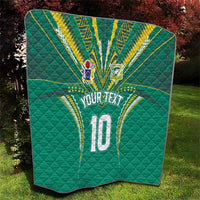 Custom Cook Islands Rugby Quilt Tatau Art Sport Style Green Color