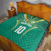 Custom Cook Islands Rugby Quilt Tatau Art Sport Style Green Color