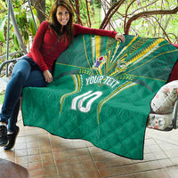 Custom Cook Islands Rugby Quilt Tatau Art Sport Style Green Color