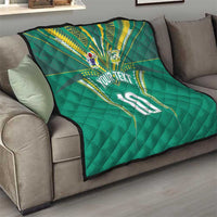 Custom Cook Islands Rugby Quilt Tatau Art Sport Style Green Color