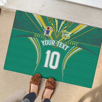 Custom Cook Islands Rugby Rubber Doormat Tatau Art Sport Style Green Color